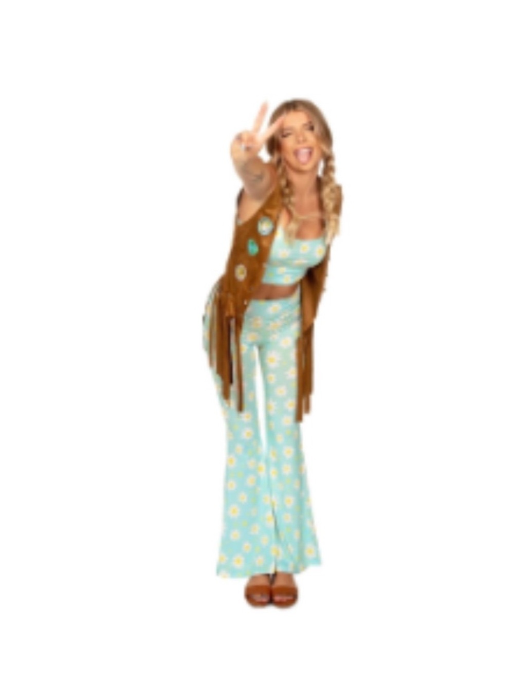 Tipsy Elves - 70s Babe - Light Blue Daisy Wide-Leg Pants